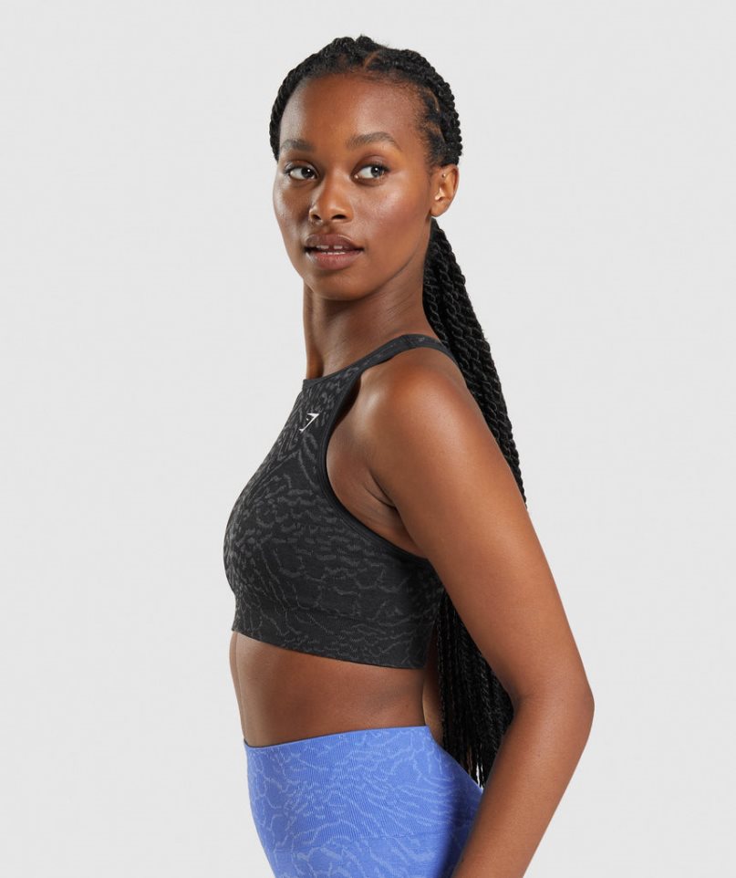 Women's Gymshark Adapt Animal Seamless Sports Bra Black | NZ 3SNZRH